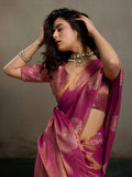 Magenta Tissue Silk Saree With Blouse Piece