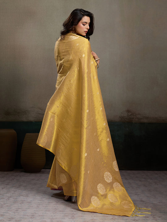 Beige Tissue Silk Saree With Blouse Piece