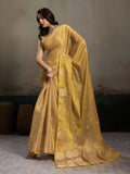 Beige Tissue Silk Saree With Blouse Piece