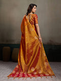Orange Tissue Silk Saree With Blouse Piece