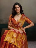 Orange Tissue Silk Saree With Blouse Piece