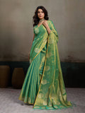 Green Tissue Silk Saree With Blouse Piece