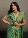 Green Tissue Silk Saree With Blouse Piece