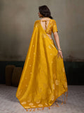Mustard Yellow Tissue Silk Saree With Blouse Piece
