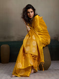 Mustard Yellow Tissue Silk Saree With Blouse Piece