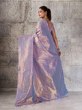 Lavender Kanjivaram Silk Blend Saree With Blouse Piece