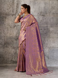 Light Purple Kanjivaram Silk Blend Saree With Blouse Piece