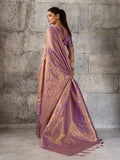 Light Purple Kanjivaram Silk Blend Saree With Blouse Piece