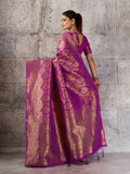 Magenta Kanjivaram Silk Blend Saree With Blouse Piece