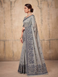 Gray Cotton Saree With Blouse Piece