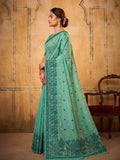 Sea Green Cotton Saree With Blouse Piece