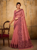 Light Pink Cotton Saree With Blouse Piece