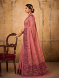 Light Pink Cotton Saree With Blouse Piece