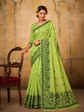 Light Green Cotton Saree With Blouse Piece