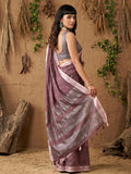 Purple Linen Cotton Saree With Blouse Piece