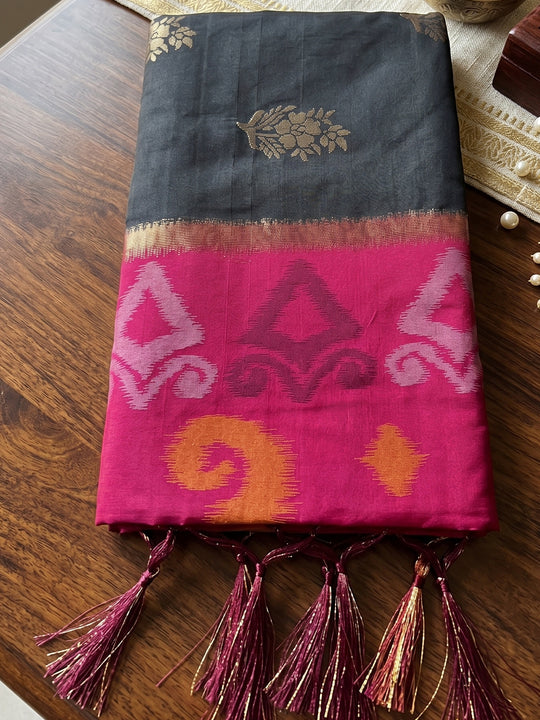 Black Soft Silk Saree With Blouse Piece