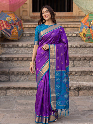 Purple Soft Silk Saree With Blouse Piece