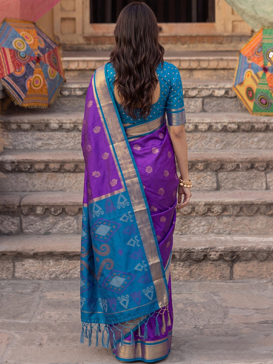 Purple Soft Silk Saree With Blouse Piece
