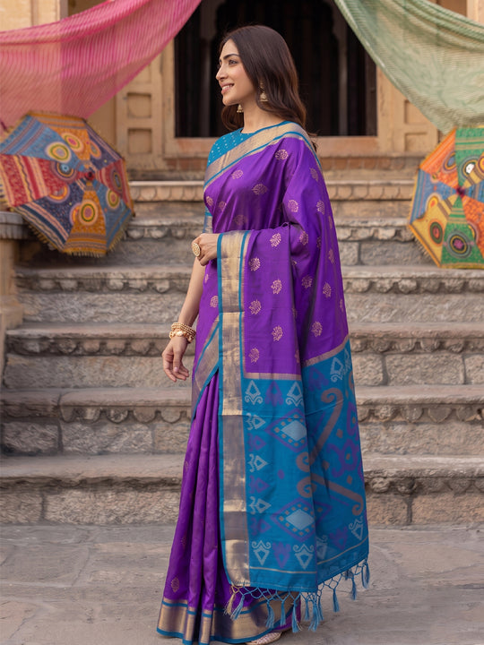Purple Soft Silk Saree With Blouse Piece