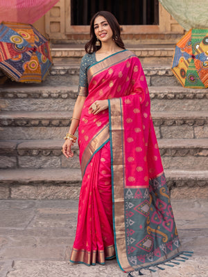 Pink Soft Silk Saree With Blouse Piece