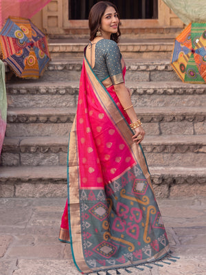 Pink Soft Silk Saree With Blouse Piece