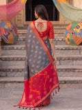 Gray Soft Silk Saree With Blouse Piece