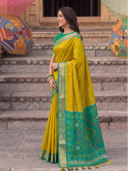 Mustard Yellow Soft Silk Saree With Blouse Piece