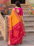 Orange Yellow Soft Silk Saree With Blouse Piece