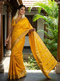 Gold Soft Silk Saree With Blouse Piece
