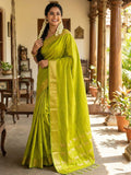 Parrot Green Soft Silk Saree With Blouse Piece