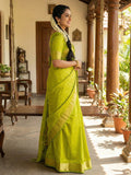 Parrot Green Soft Silk Saree With Blouse Piece
