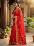 Red Soft Silk Saree With Blouse Piece