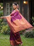 Purple Silk Blend Saree With Blouse Piece
