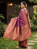 Purple Silk Blend Saree With Blouse Piece