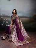 Wine Silk Blend Saree With Blouse Piece
