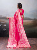 Pink Silk Blend Saree With Blouse Piece