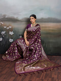 Wine Silk Blend Saree With Blouse Piece