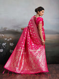 Rani Pink Silk Blend Saree With Blouse Piece