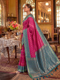 Rani Pink Silk Saree With Blouse Piece