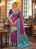 Purple Silk Saree With Blouse Piece