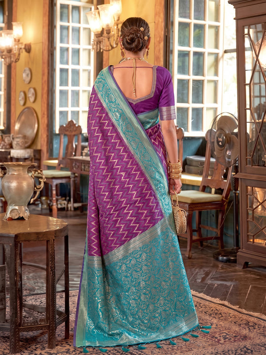 Purple Silk Saree With Blouse Piece