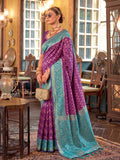 Purple Silk Saree With Blouse Piece