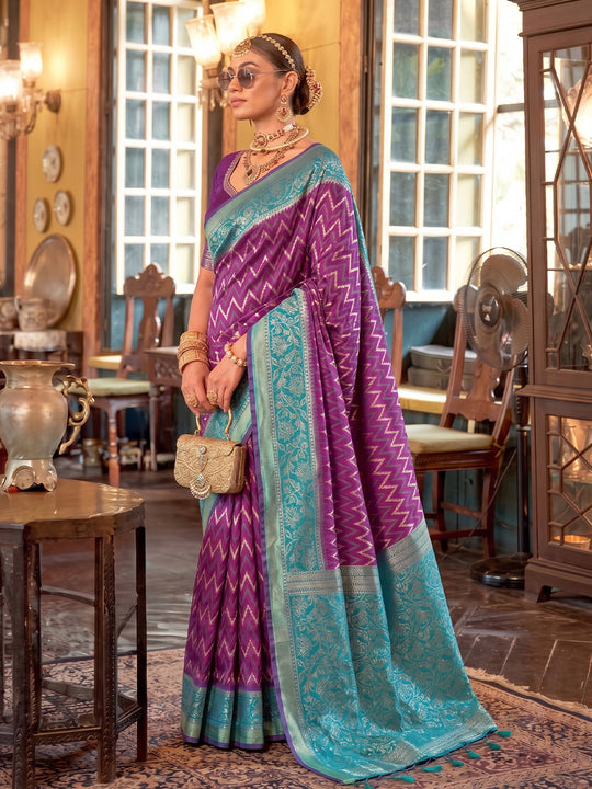 Purple Silk Saree With Blouse Piece