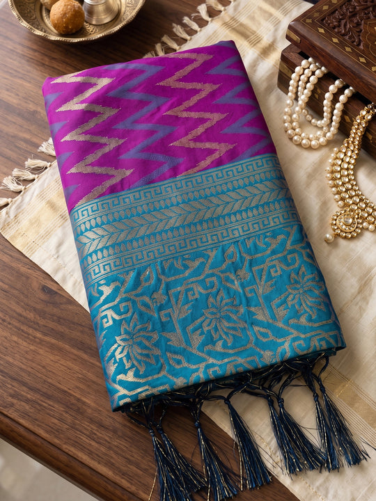 Purple Silk Saree With Blouse Piece