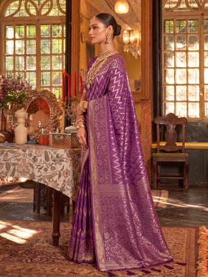 Purple Silk Saree With Blouse Piece