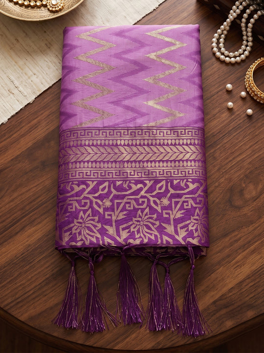 Purple Silk Saree With Blouse Piece