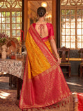 ORANGE & Red Silk Saree With Blouse Piece