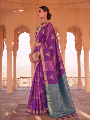 Purple Soft Silk Saree With Blouse Piece