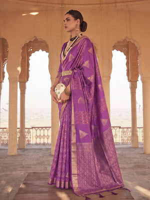 Violet Soft Silk Saree With Blouse Piece