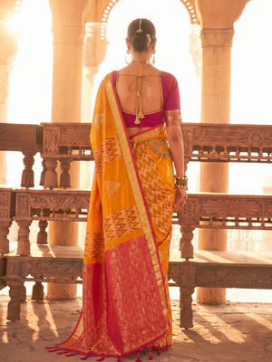 Orange Soft Silk Saree With Blouse Piece